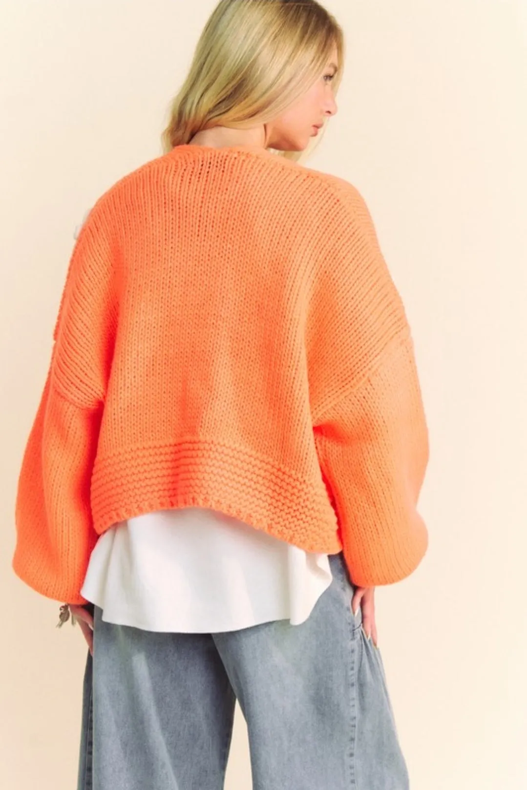 Chunky Knitted Daisy Cropped Cardigan
