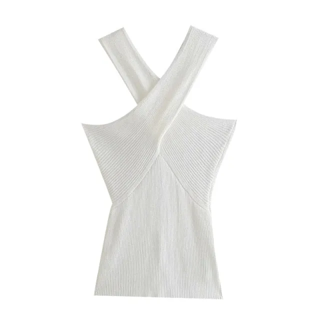 CROSS STRAPS KNITTED TANK TOP