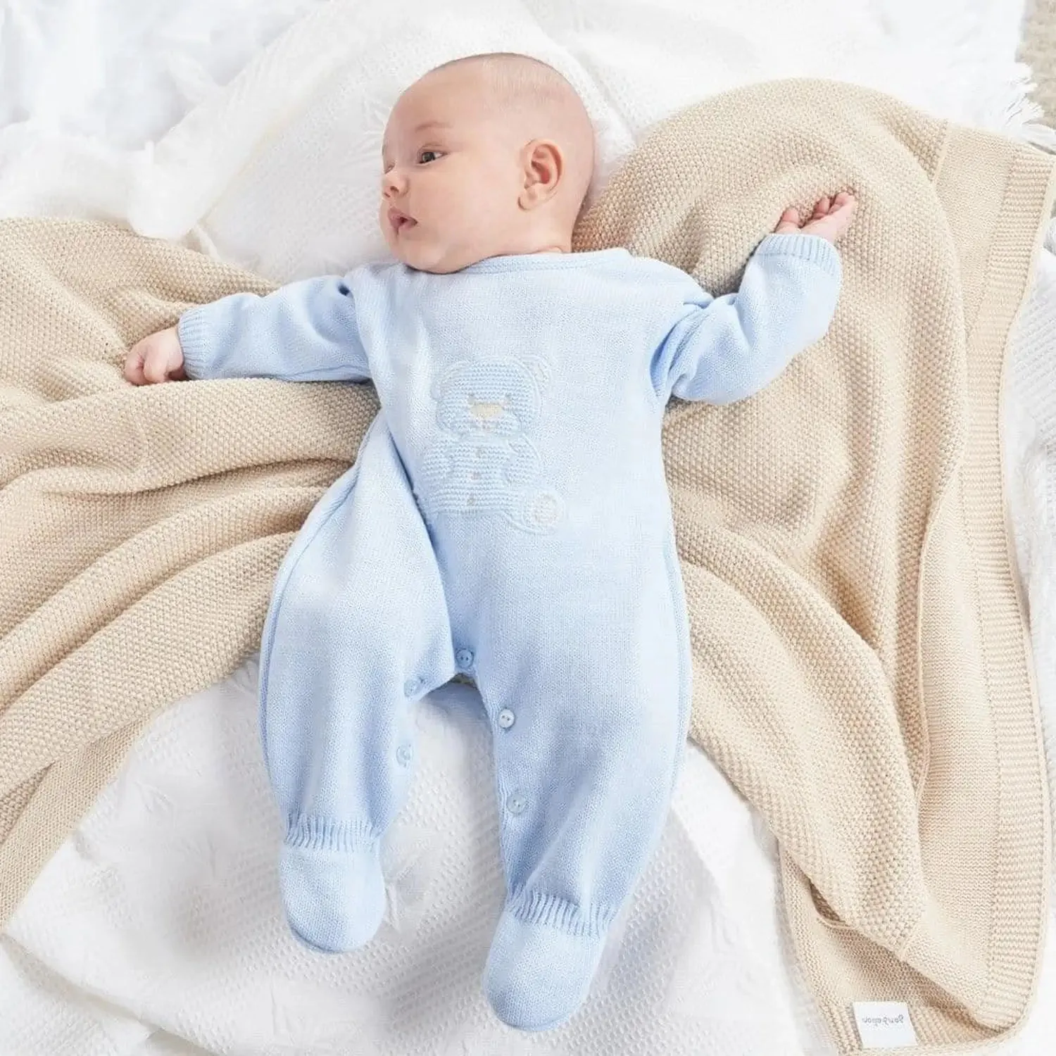 Dandelion Teddy Bear Babygrow - Blue