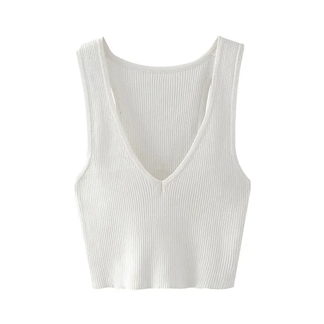 DEEP V NECK CROPPED TOP