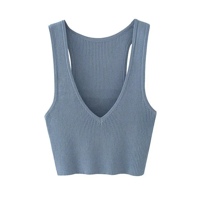 DEEP V NECK CROPPED TOP