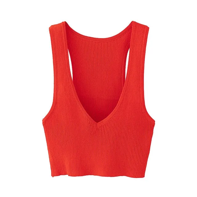 DEEP V NECK CROPPED TOP