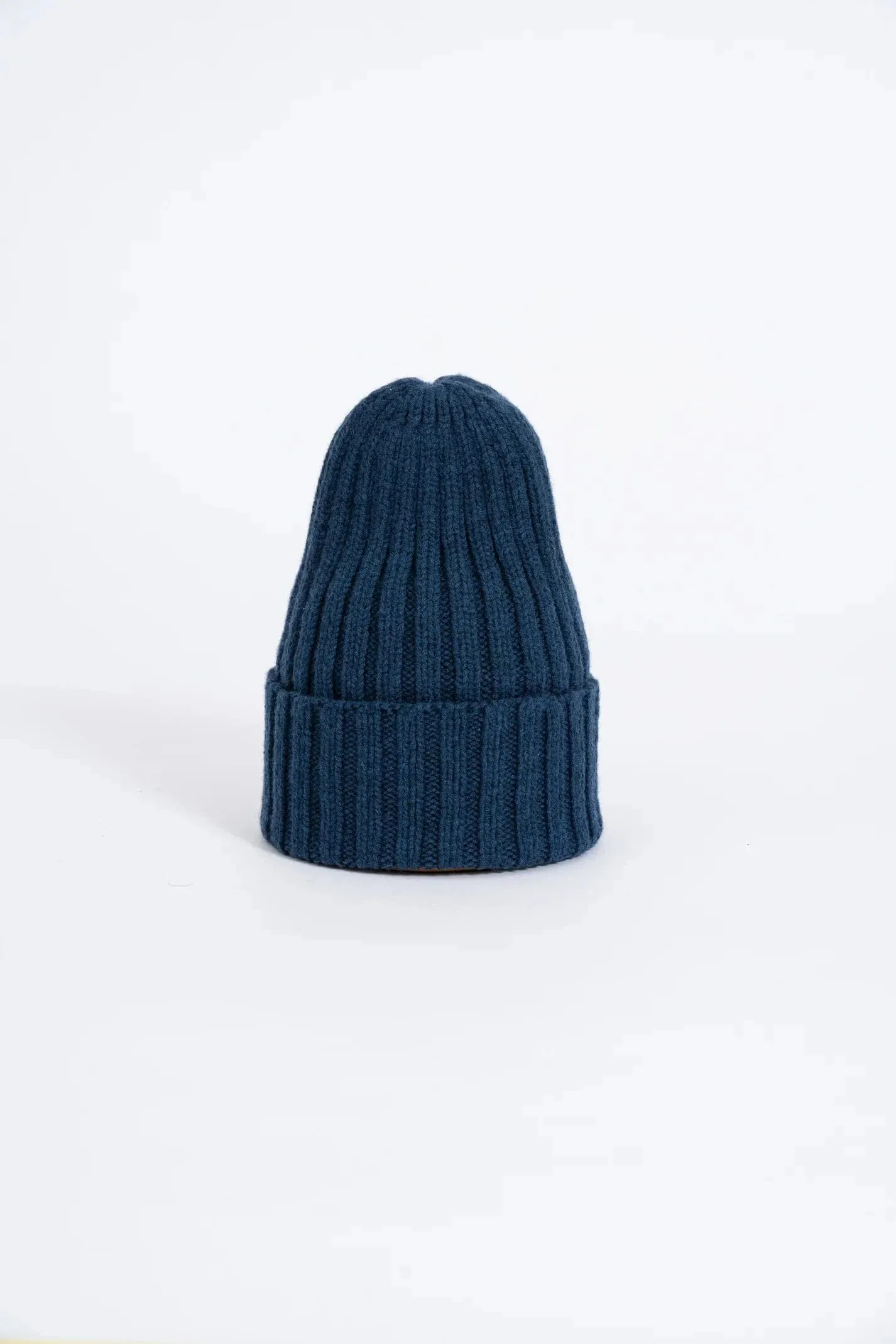 Dinadi Merino Handknit Thick Rib Hat Indigo Blue