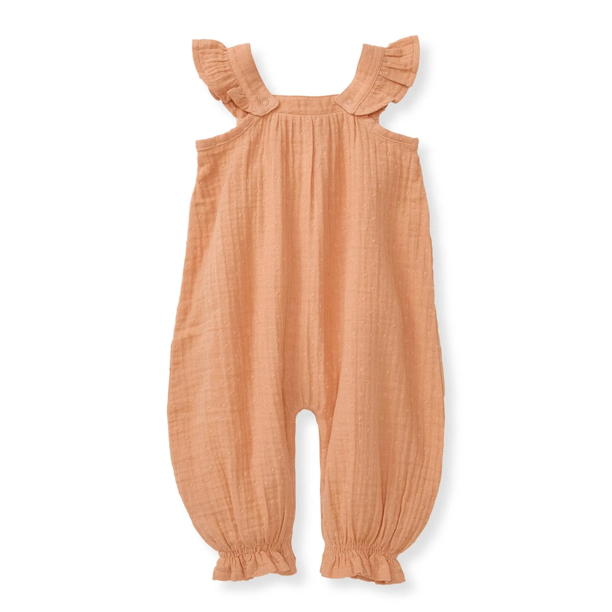 Dotted Muslin Jumpsuit: Peach Puff / 3-6 Months