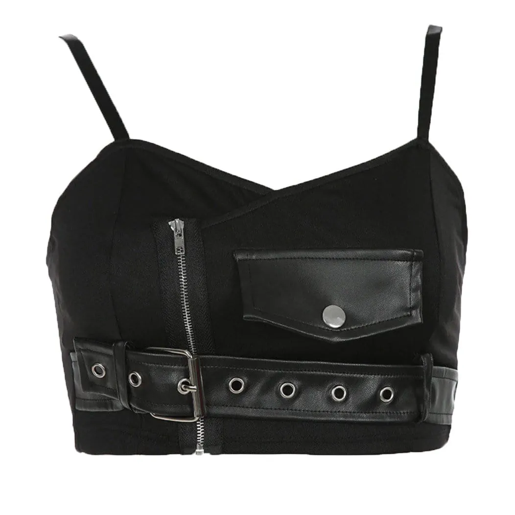 Gothic Plaid Rivet Crop Tank Top
