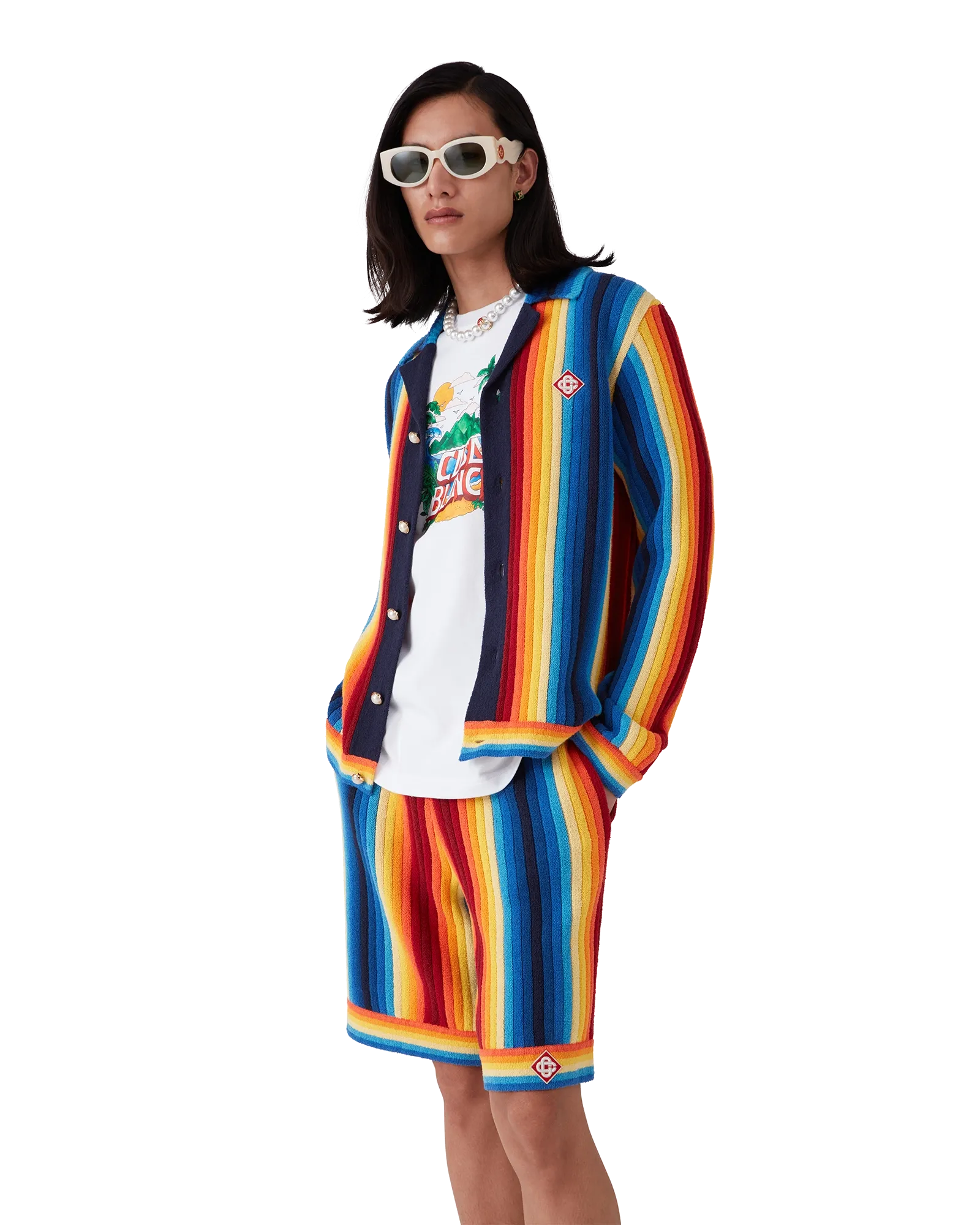 Gradient Stripe Towelling Jacket