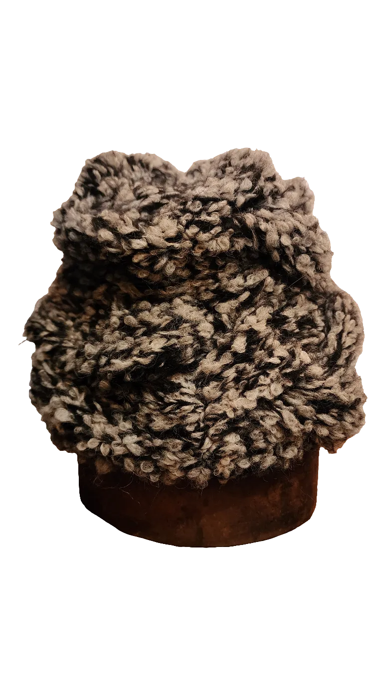 Hand knit cable beanie style Hat - (Alpaca) Black Marble
