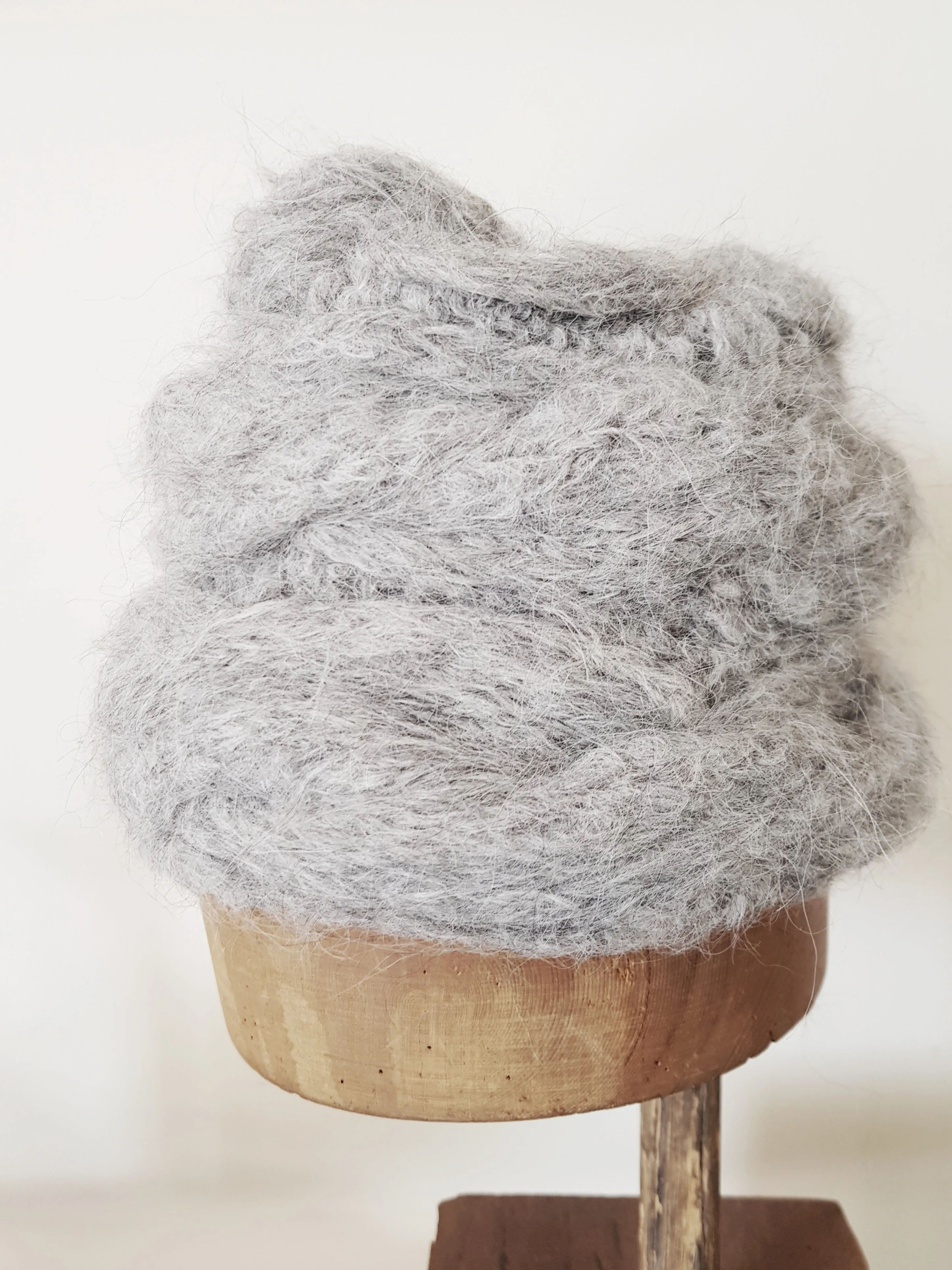 Hand knit cable beanie style Hat - (Alpaca) Black