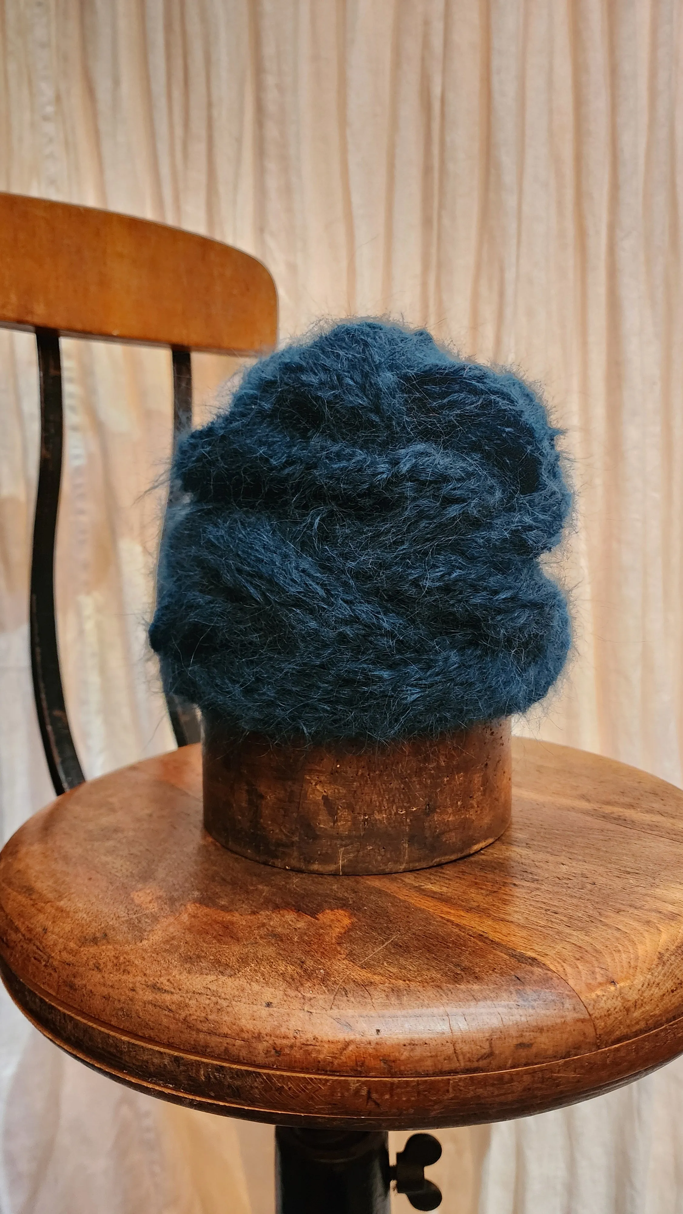 Hand knit cable beanie style Hat - (Alpaca) Black
