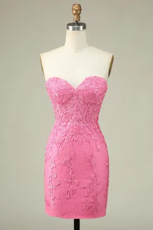 Homecoming Dress Bodycon Black Sweetheart Corset with Appliques