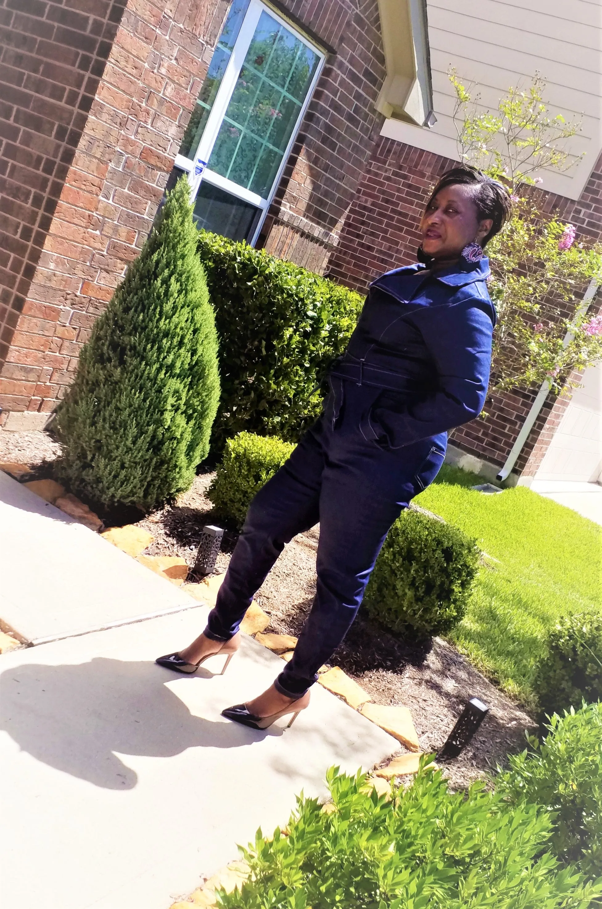 Ladies Denim Jumpsuit- Long Sleeve