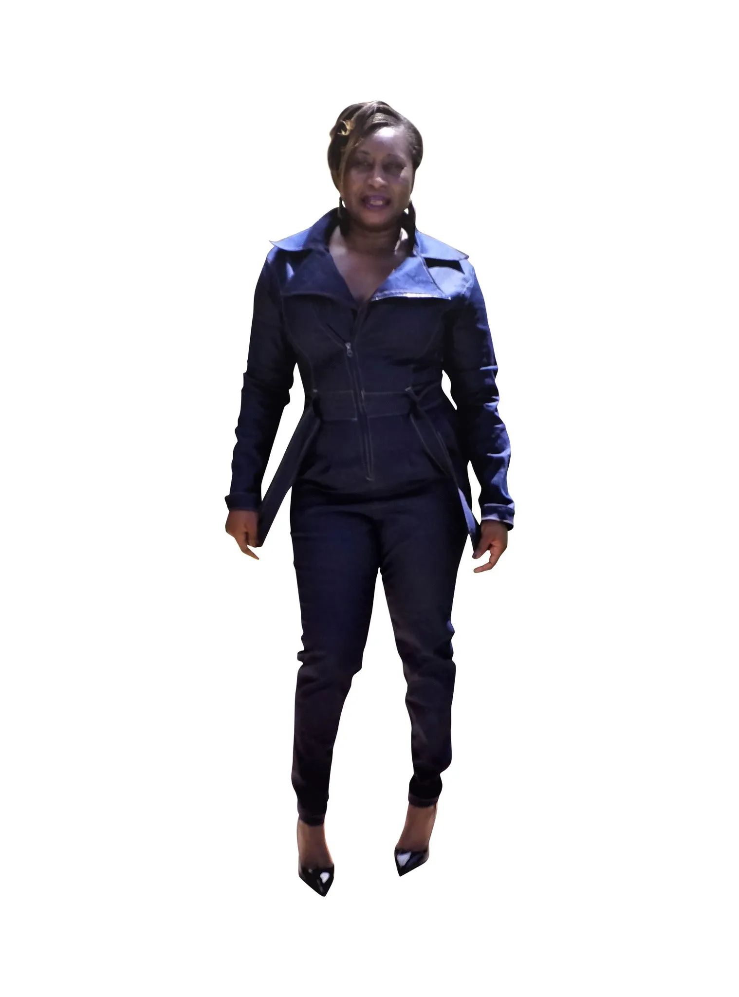 Ladies Denim Jumpsuit- Long Sleeve