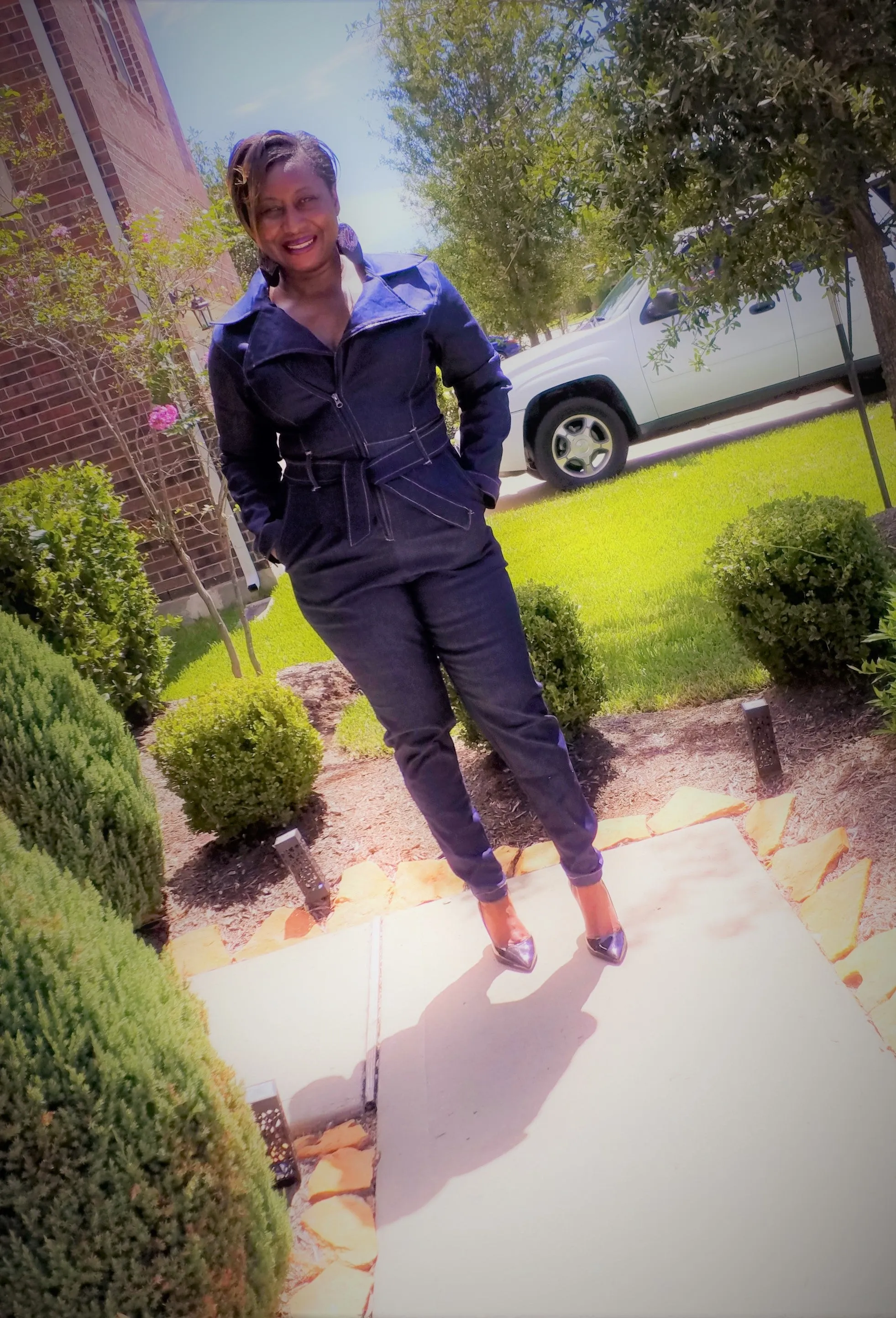 Ladies Denim Jumpsuit- Long Sleeve