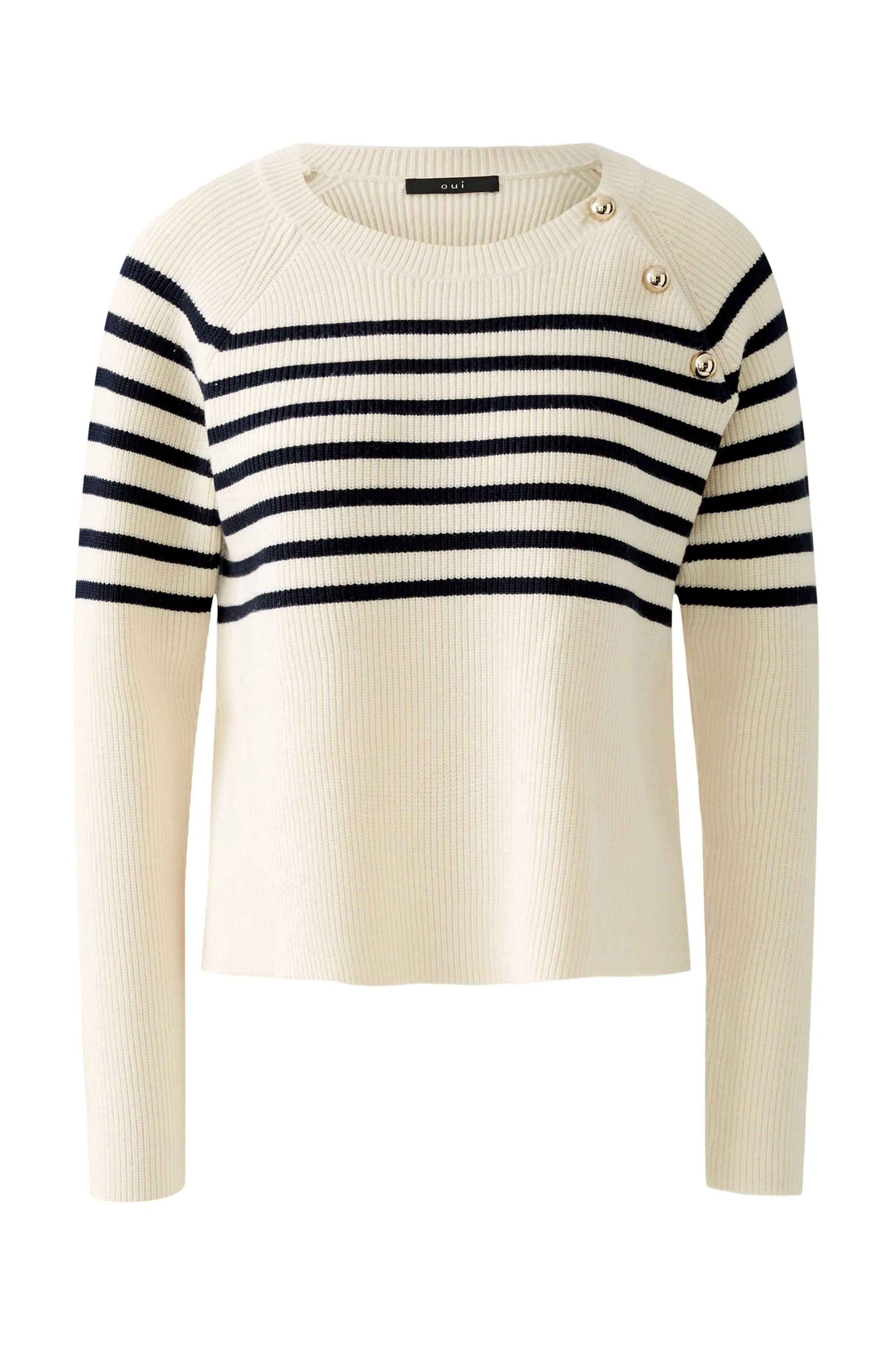 OUI White Blue Stripe Sweater