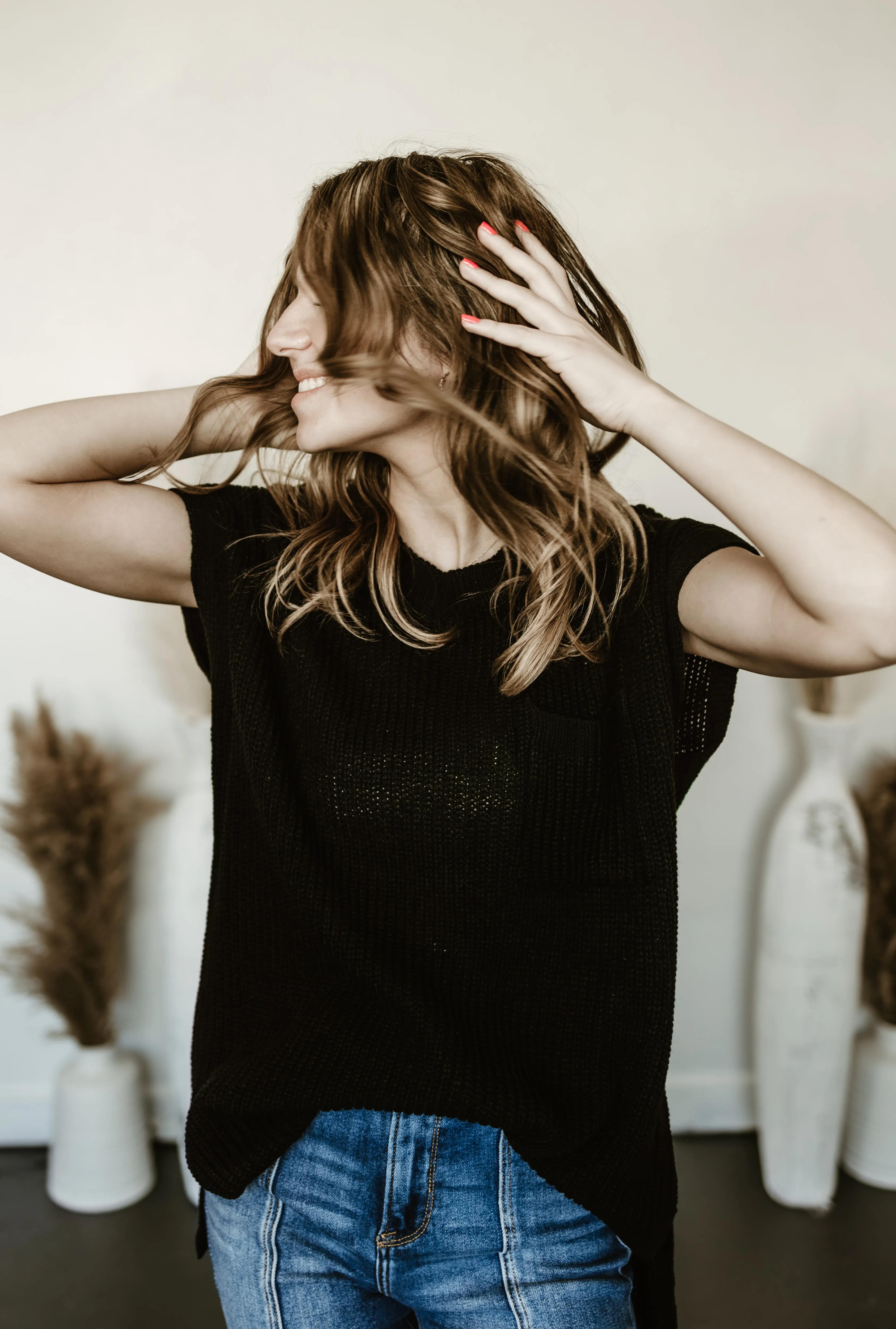 Round Neck Oversized Knit Top