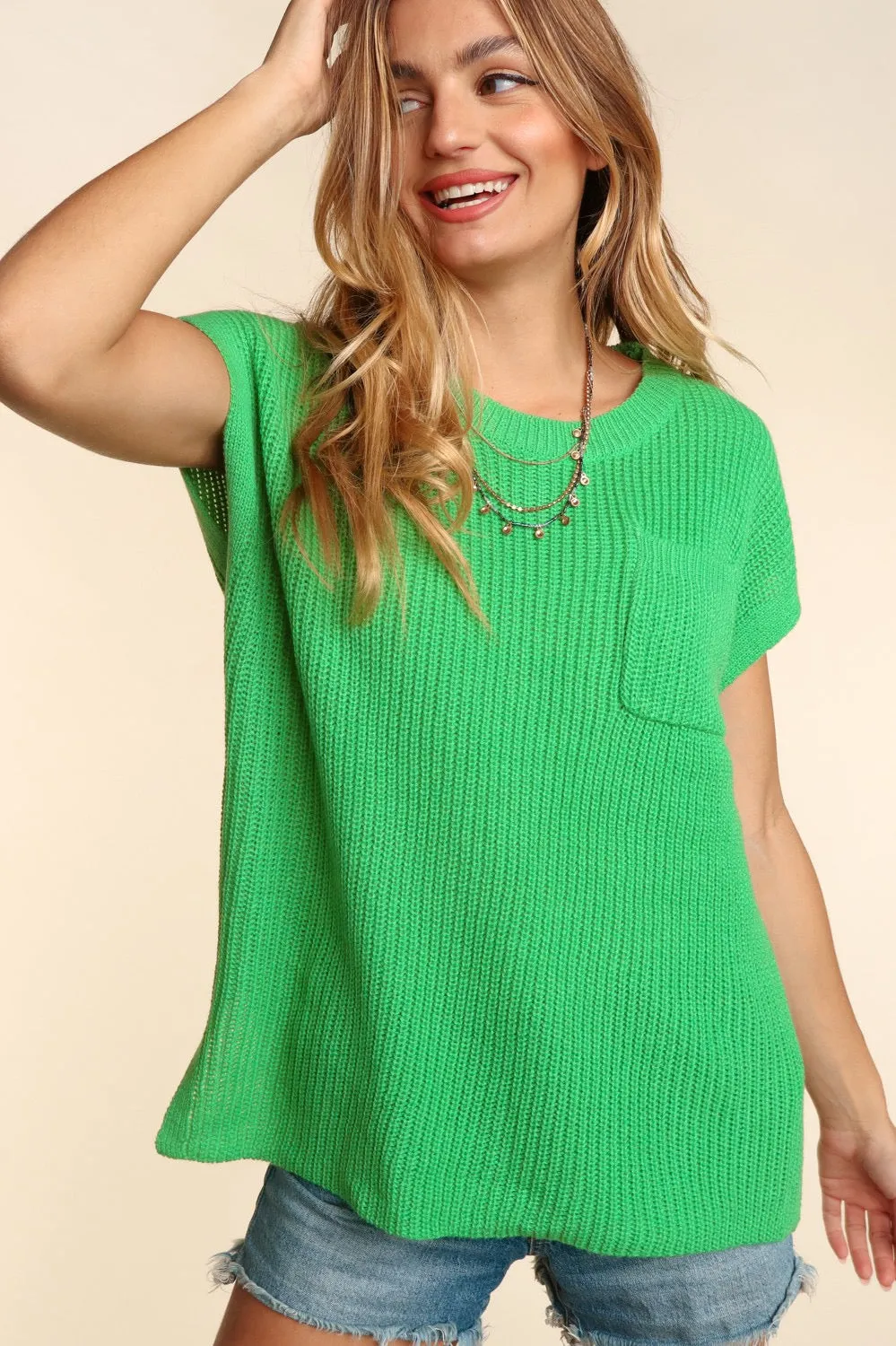 Round Neck Oversized Knit Top