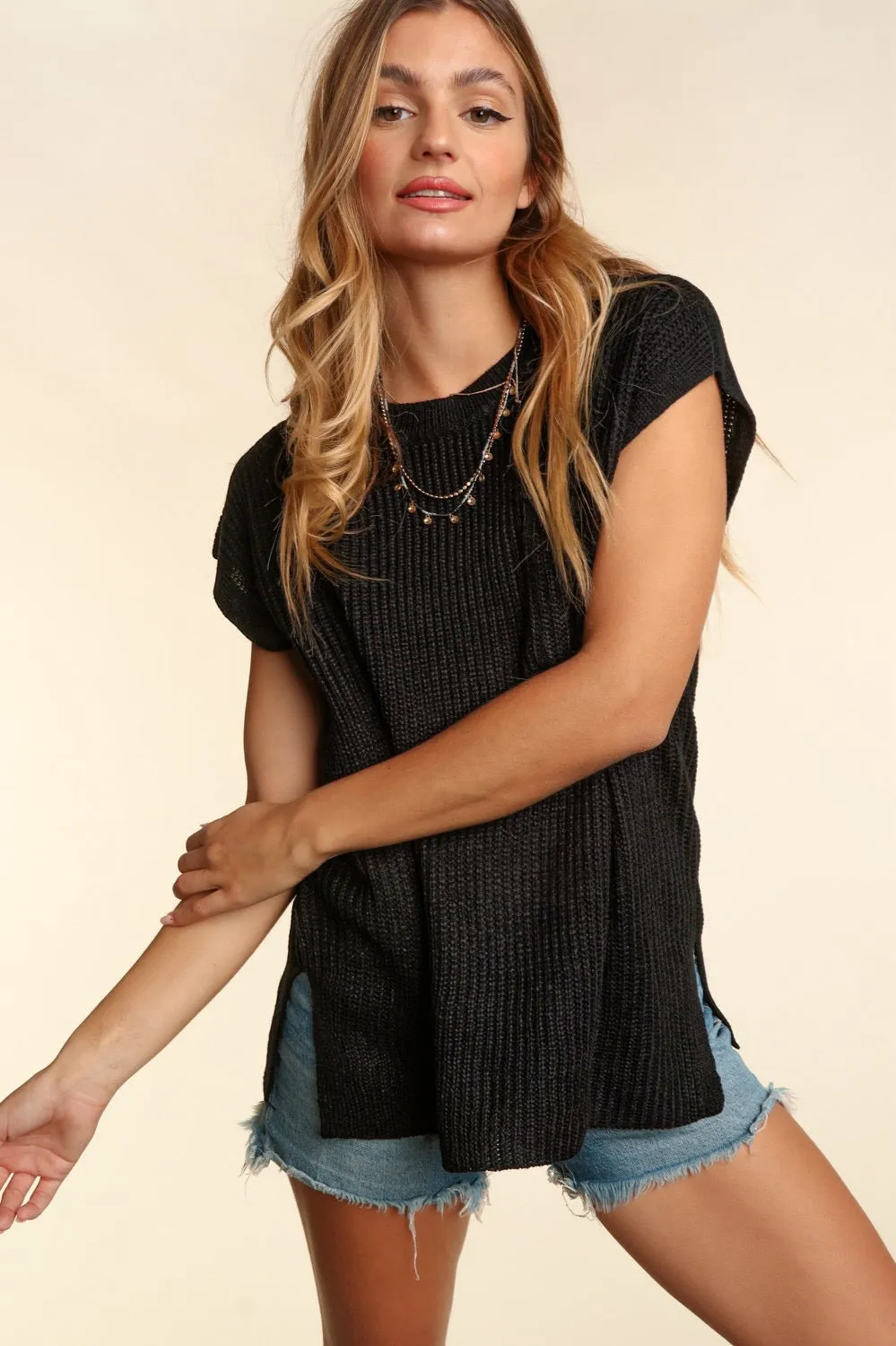 Round Neck Oversized Knit Top