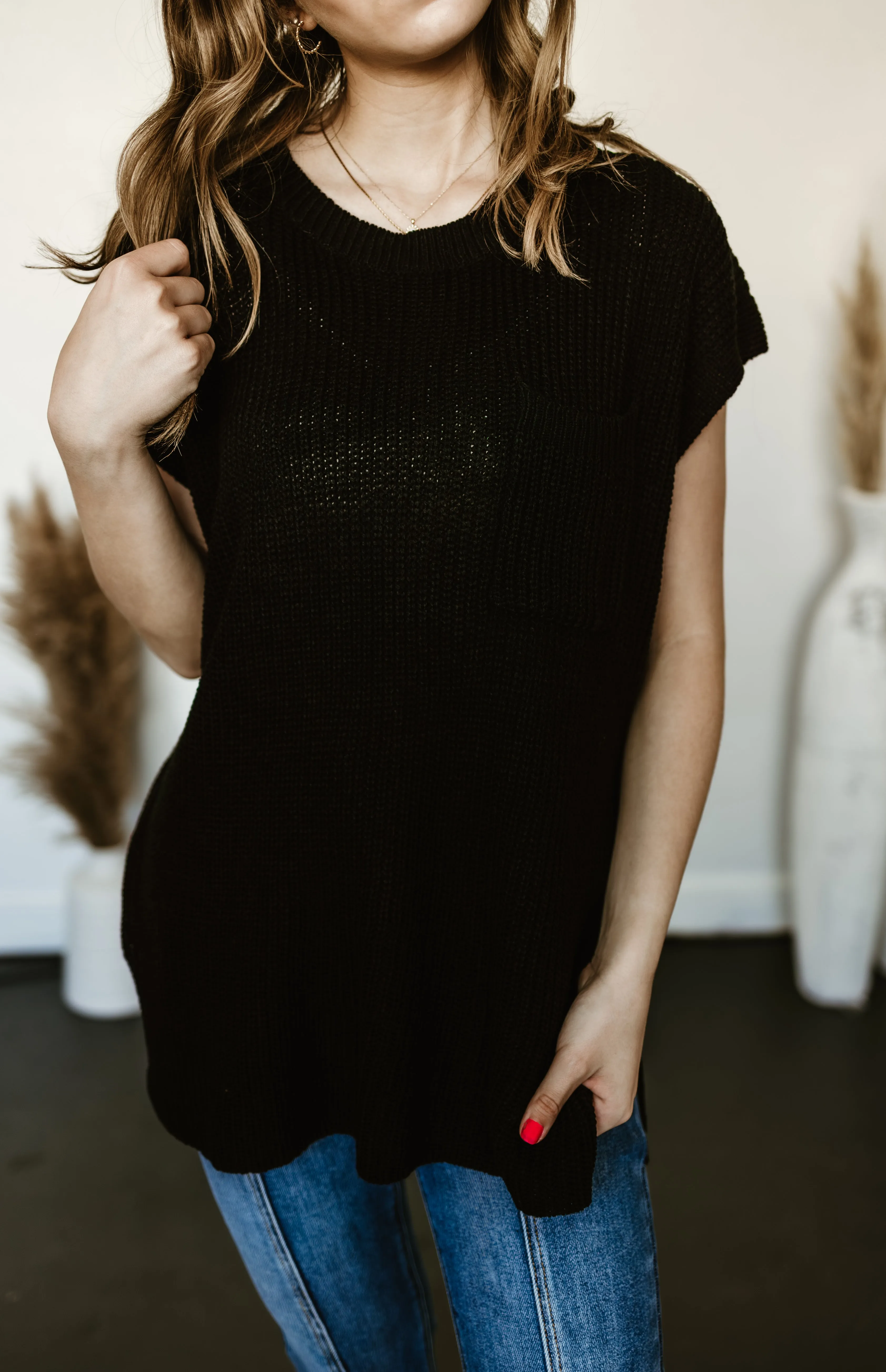 Round Neck Oversized Knit Top