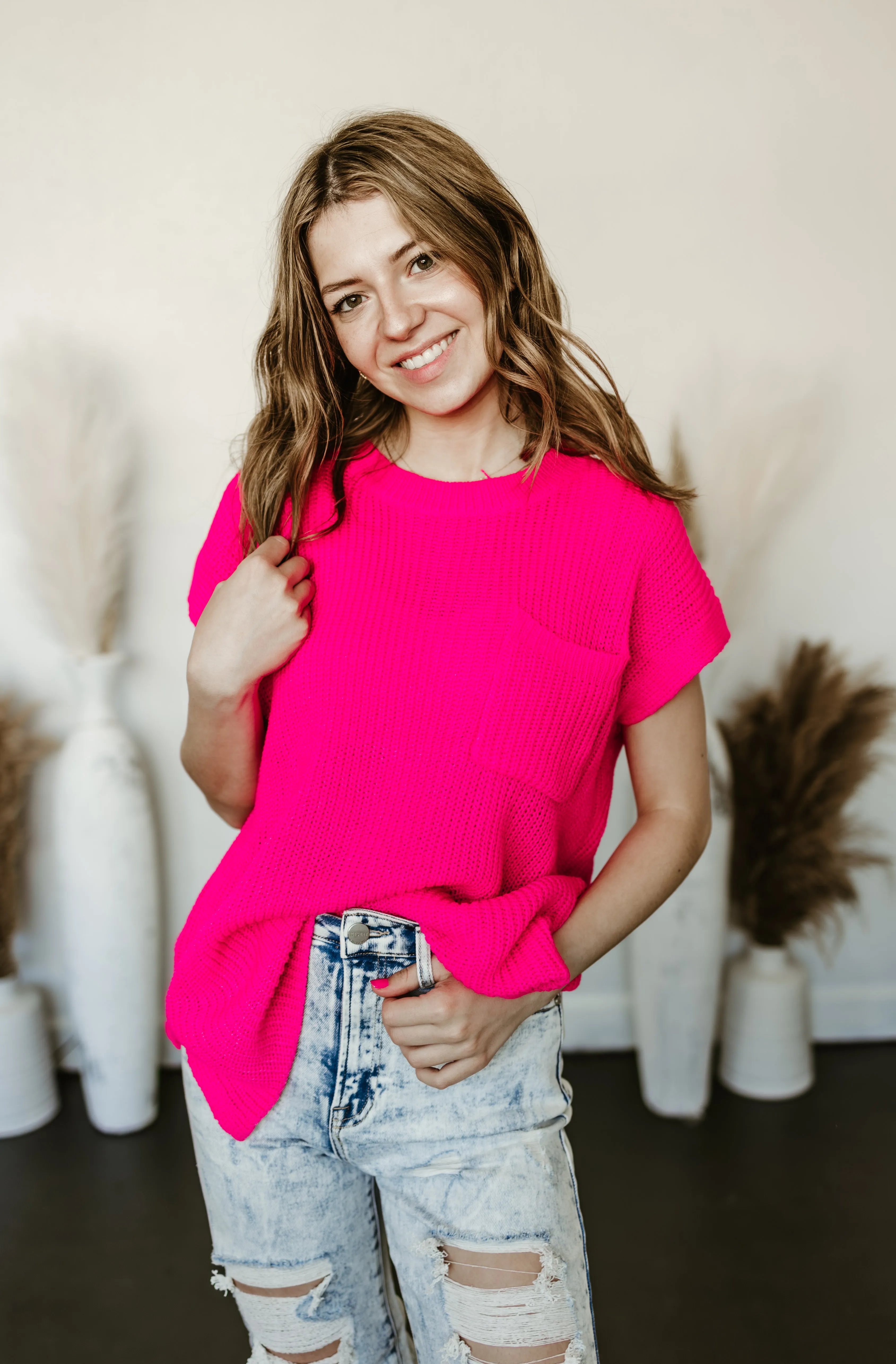 Round Neck Oversized Knit Top