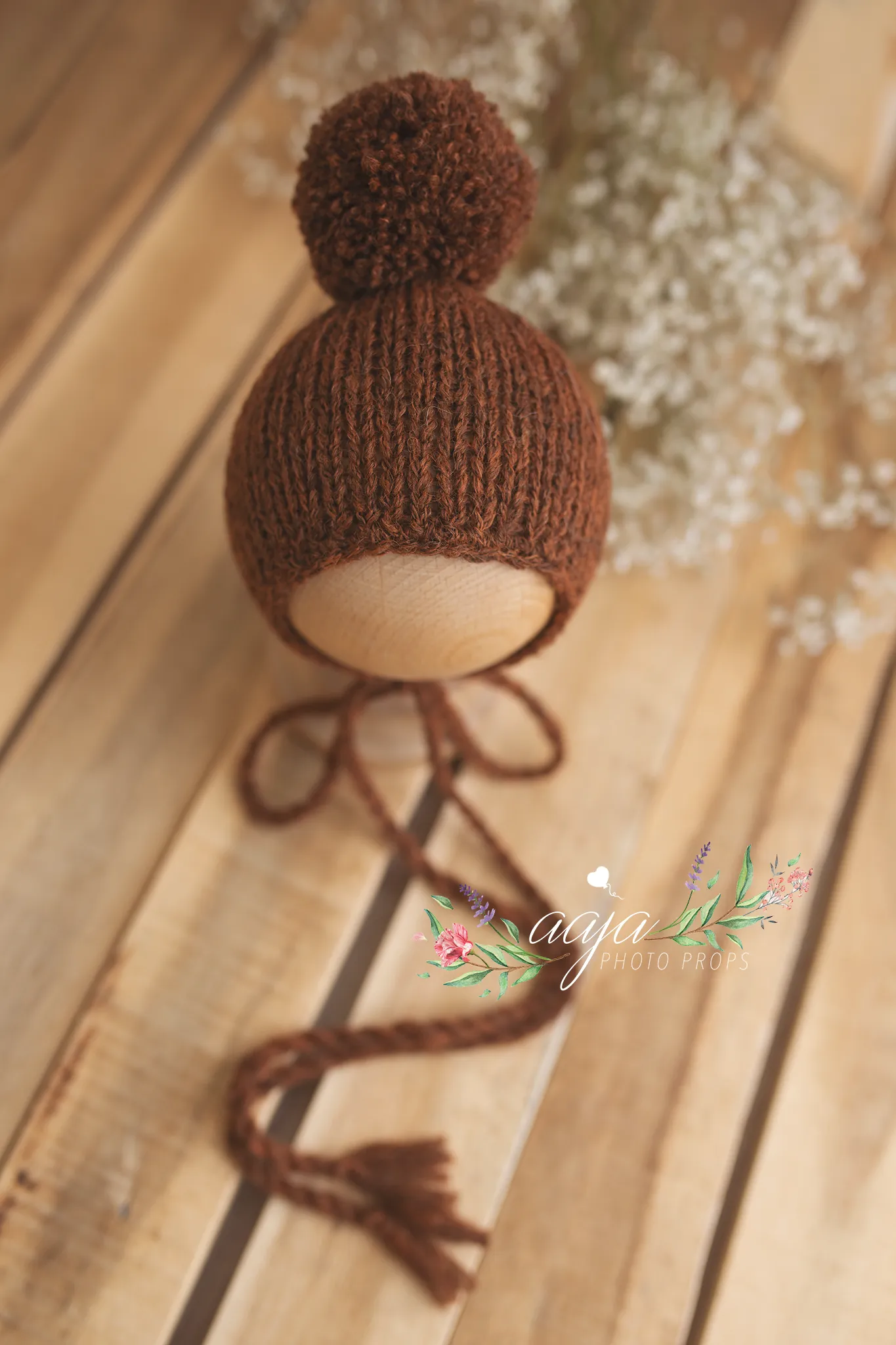 Rust orange brown knitted long stretch wrap and bonnet set, made to order