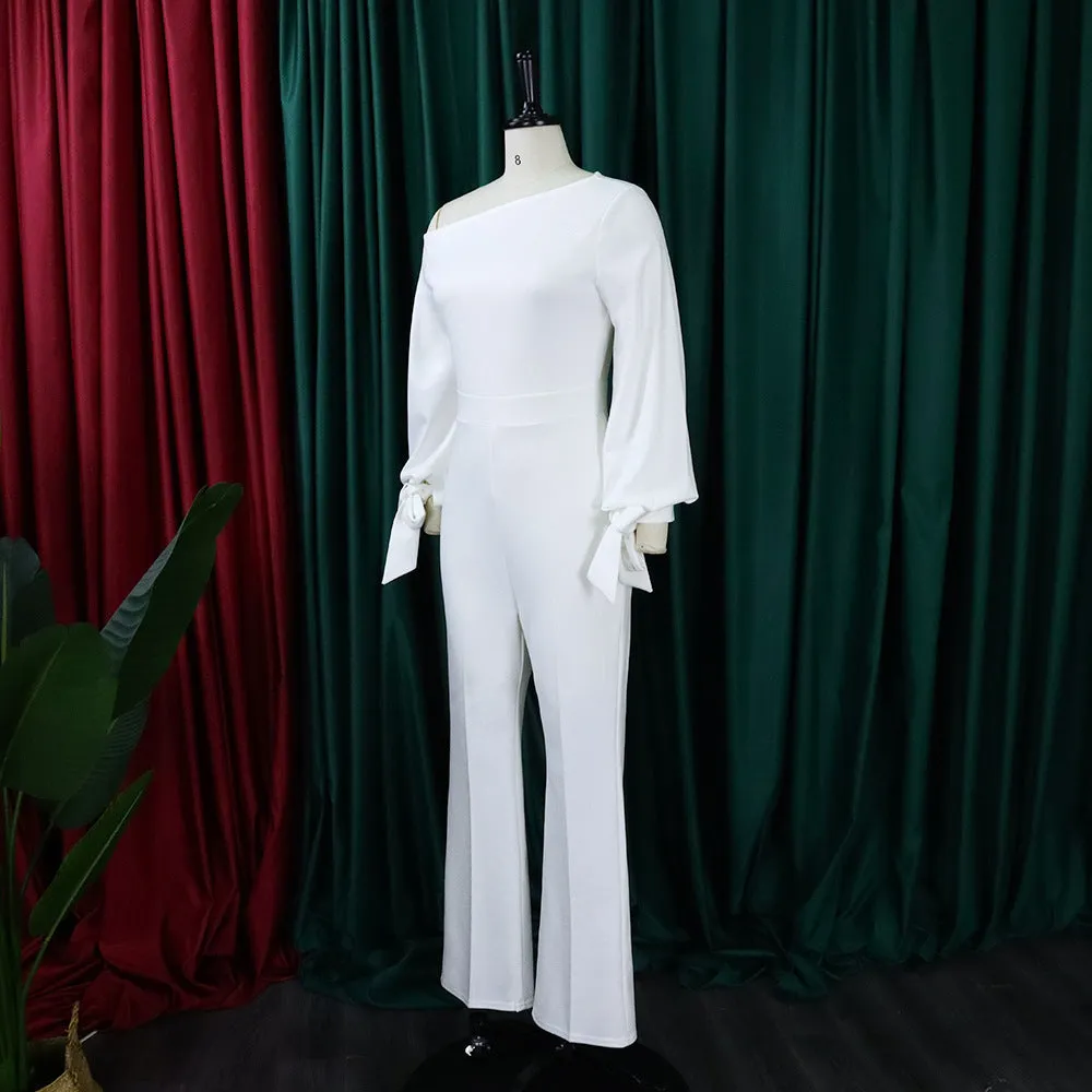 Women Clothing off Shoulder Casual High WaistWide Legs Jumpsuit