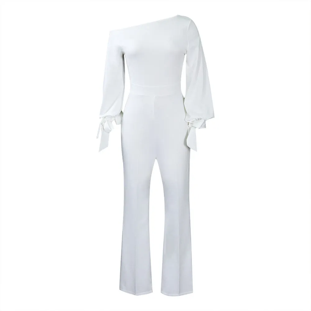 Women Clothing off Shoulder Casual High WaistWide Legs Jumpsuit