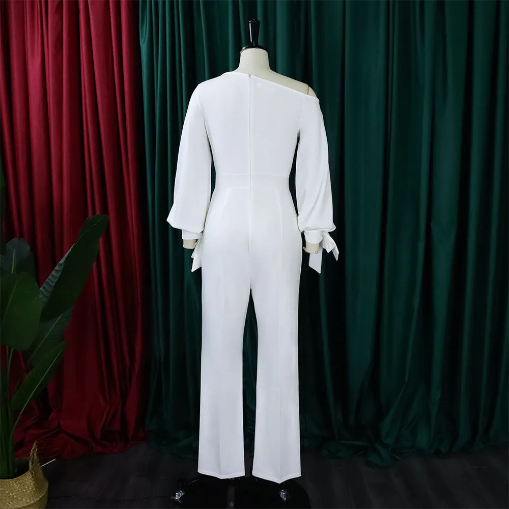 Women Clothing off Shoulder Casual High WaistWide Legs Jumpsuit